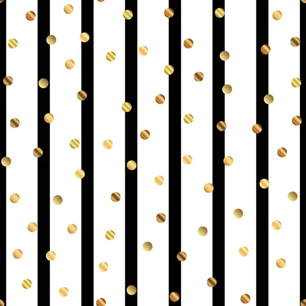 黒と白の縞模様の背景に上品なグラデーション金色のドットに金色のドット パターン — ストックベクタ