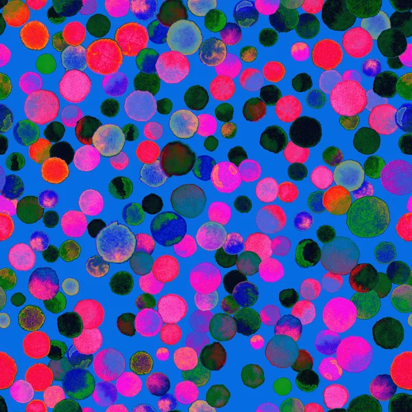 Akvarell konfetti sömlösa mönster Hand målade nyfiken cirklar som akvarell konfetti — Stockfoto