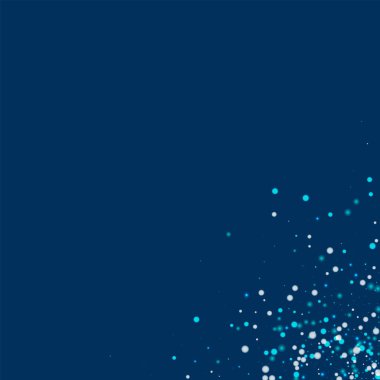 Şaşırtıcı düşen kar dağınık sağ alt köşedeki şaşırtıcı yağan kar ile koyu mavi zemin üzerine