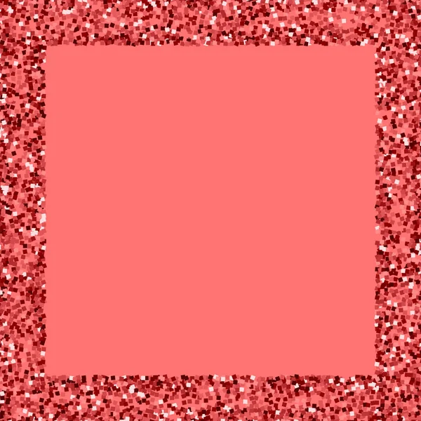 Κόκκινο χρυσό γκλίτερ πλατεία διάσπαρτα στα σύνορα με κόκκινο χρυσό glitter σε ροζ φόντο γοητευτικό διάνυσμα — Διανυσματικό Αρχείο