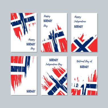 Norveç Milli Günü ifade fırça darbesi beyaz Milli bayrak renk için vatansever kartları