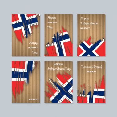 Norveç Milli Günü ifade fırça darbesi kraft ulusal bayrak renk için vatansever kartları