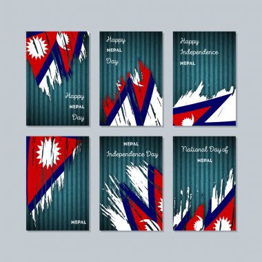 Nepal vatansever kartları için Milli Günü ifade fırça darbesi kara günü ulusal bayrak renklerde
