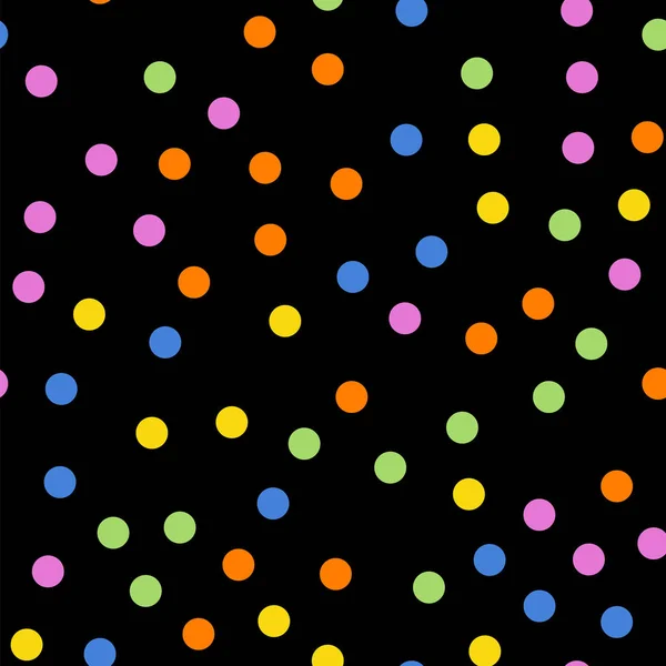 Πολύχρωμο πουά απρόσκοπτη μοτίβο σε μαύρο 2 φόντο συμμετρική κλασικό πολύχρωμο πουά — Διανυσματικό Αρχείο