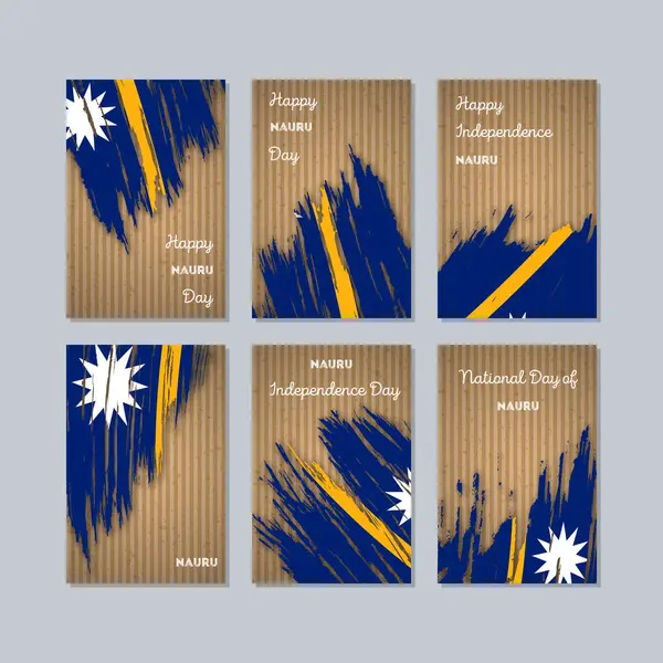 Nauru vatansever kartları Milli Günü ifade fırça darbesi kraft ulusal bayrak renk için
