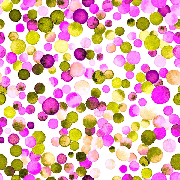 Akvarell konfetti sömlösa mönster Hand målade förtrollande cirklar som akvarell konfetti — Stockfoto