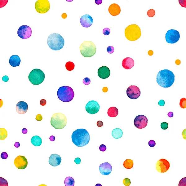 Confettis aquarelle motif sans couture peints à la main excellents cercles Confettis aquarelle cercles — Photo