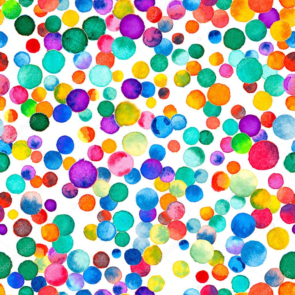 Watercolor confetti seamless pattern Hand painted captivating circles Watercolor confetti circles