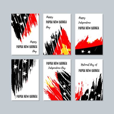 Papua Yeni Gine vatansever kartları için Milli Günü ifade fırça darbesi ulusal bayrak renkleri