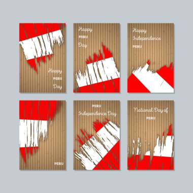Peru Milli Günü ifade fırça darbesi kraft ulusal bayrak renk için vatansever kartları