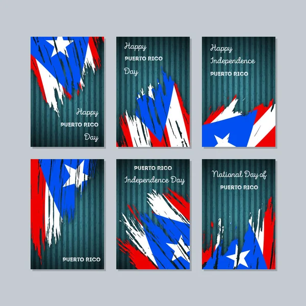 Puerto rico patriotische karten für den nationalen tag ausdrucksstarker pinselstrich in den farben der nationalflagge auf — Stockvektor
