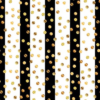 Altın nokta seamless modeli siyah beyaz çizgili arka plan Captivating degrade altın noktalar üzerinde