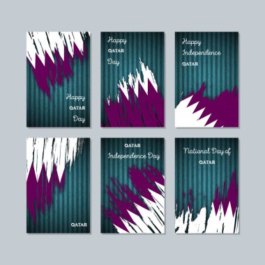 Katar ulusal gün ifade fırça darbesi kara günü ulusal bayrak renklerde için vatansever kartları
