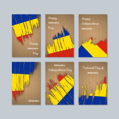 Romanya Milli Günü ifade fırça darbesi kraft ulusal bayrak renk için vatansever kartları