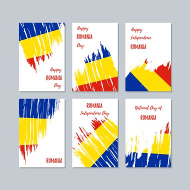 Romanya Milli Günü ifade fırça darbesi beyaz Milli bayrak renk için vatansever kartları