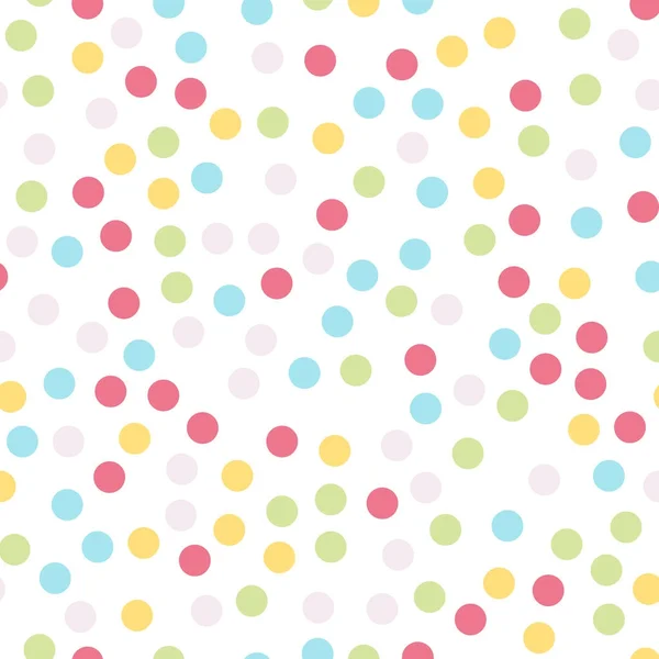 Kleurrijke polka dots naadloze patroon op wit 4 achtergrond fascinerende klassieke kleurrijke polka dots — Stockvector