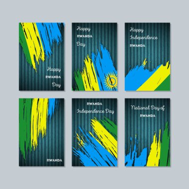 Ruanda vatansever kartları için Milli Günü ifade fırça darbesi kara günü ulusal bayrak renklerde
