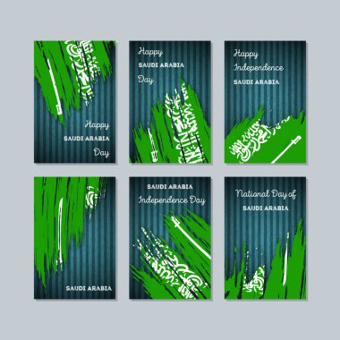 Suudi Arabistan Milli Günü ifade fırça darbesi ulusal bayrak renk için vatansever kartları