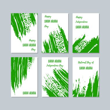 Suudi Arabistan Milli Günü ifade fırça darbesi ulusal bayrak renk için vatansever kartları