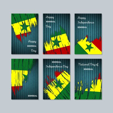 Senegal Milli Günü ifade fırça darbesi kara günü ulusal bayrak renklerde için vatansever kartları