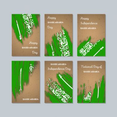 Suudi Arabistan Milli Günü ifade fırça darbesi ulusal bayrak renk için vatansever kartları