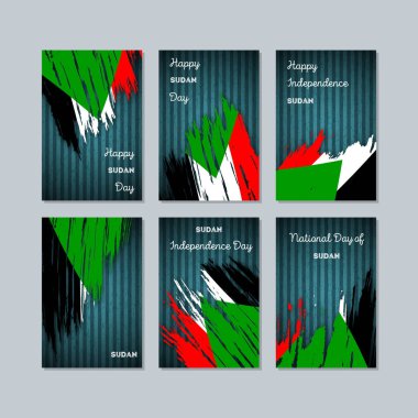 Sudan vatansever kartları için Milli Günü ifade fırça darbesi kara günü ulusal bayrak renklerde
