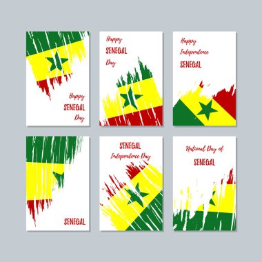 Senegal Milli Günü ifade fırça darbesi beyaz Milli bayrak renk için vatansever kartları