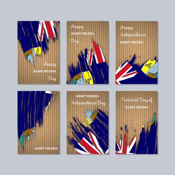 Les cartes patriotiques Sainte-Hélène pour la Journée nationale Coup de pinceau expressif dans les couleurs du drapeau national sur — Image vectorielle