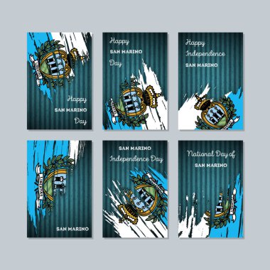 San Marino vatansever kartları için Milli Günü ifade fırça darbesi kara günü ulusal bayrak renklerde