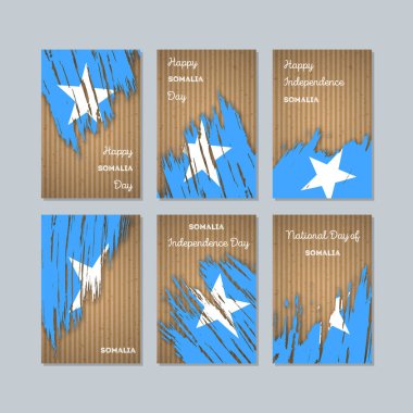 Somali vatansever kartları Milli Günü ifade fırça darbesi kraft ulusal bayrak renk için