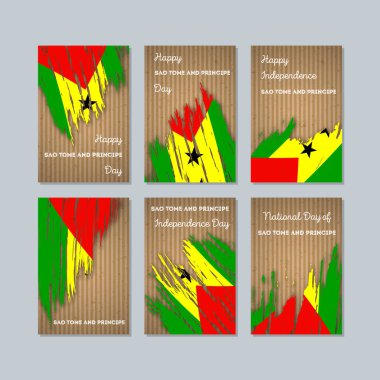 Sao Tome ve Principe vatansever kartları için Milli Günü ifade fırça darbesi ulusal bayrak