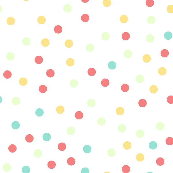 Kleurrijke polka dots naadloze patroon op wit 16 achtergrond Alluring klassieke kleurrijke polka dots — Stockvector