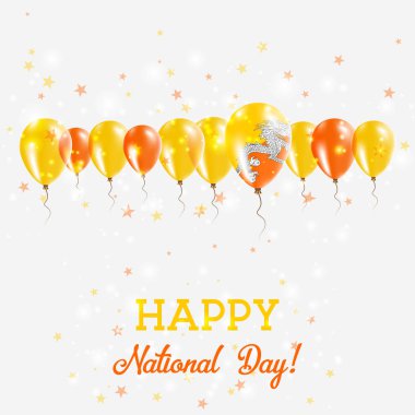 Bhutan Bağımsızlık günü pırıl pırıl vatansever Poster Mutlu Bağımsızlık günü kartı Bhutan bayrağı ile