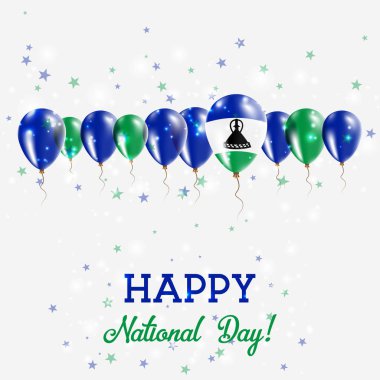 Lesotho Bağımsızlık günü pırıl pırıl vatansever Poster Mutlu Bağımsızlık günü kartı Lesoto bayrağı ile