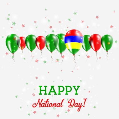 Mauritius Bağımsızlık günü pırıl pırıl vatansever Poster Mutlu Bağımsızlık günü kartıyla Mauritius