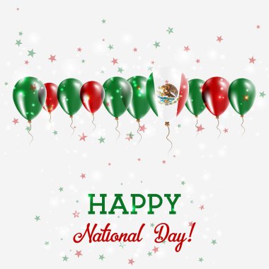 Meksika Bağımsızlık günü pırıl pırıl vatansever Poster Mutlu Bağımsızlık günü kartı Meksika bayraklarıyla