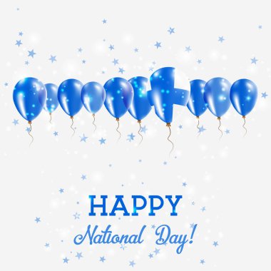 Finlandiya Bağımsızlık günü pırıl pırıl vatansever Poster Mutlu Bağımsızlık günü kartı Finlandiya bayrağı ile