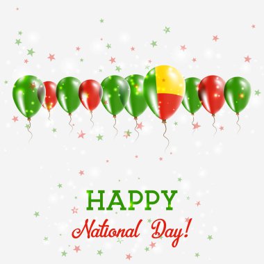 Benin Bağımsızlık günü pırıl pırıl vatansever Poster Mutlu Bağımsızlık günü kartı Benin bayraklı