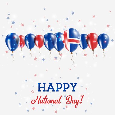 İzlanda Bağımsızlık günü pırıl pırıl vatansever Poster Mutlu Bağımsızlık günü kartı İzlanda bayraklı