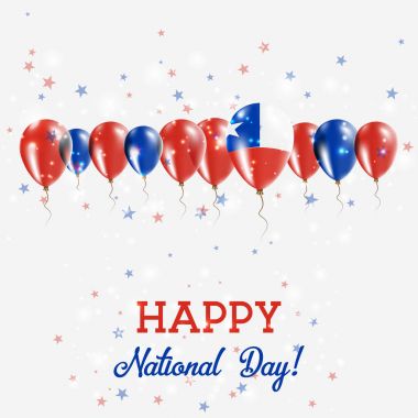 Şili Bağımsızlık günü pırıl pırıl vatansever Poster Mutlu Bağımsızlık günü kartı Şili bayrakları ile