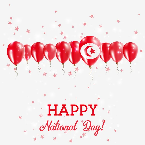 Tunesië Onafhankelijkheidsdag mousserend patriottische Poster Happy Independence Day Card met Tunesië vlaggen — Stockvector