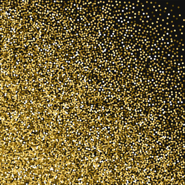Rundes Gold glitzert abstraktes Durcheinander mit rundem Gold glitzert auf schwarzem Hintergrund fesselnder Vektor — Stockvektor