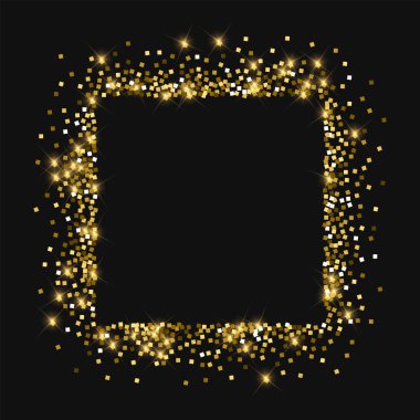 Kare soyut altın köpüklü karışıklık parlak altın siyah arka plan süper vektör