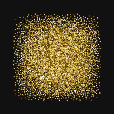 Siyah arka planda etkileyici vektör çizim altın glitter ile altın glitter kare çerçeve