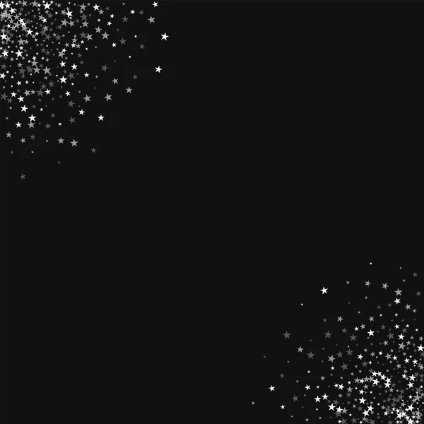 Étonnantes étoiles tombantes Coins du cadre avec des étoiles tombantes étonnantes sur fond noir Impressionnant — Image vectorielle
