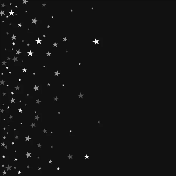 Slumpmässiga fallande stjärnor Scatter vänster lutning med slumpmässiga fallande stjärnor på svart bakgrund — Stock vektor