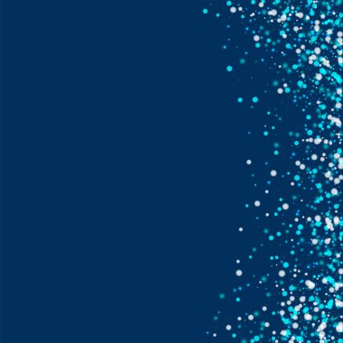 Şaşırtıcı düşen kar soyut sağ kenarlık koyu mavi zemin üzerine şaşırtıcı yağan kar