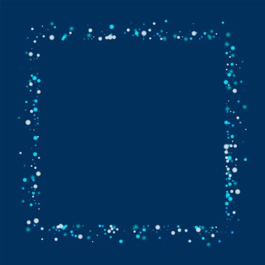 Düşen kar kare şaşırtıcı soyut şekli ile derin mavi arka plan üzerinde şaşırtıcı yağan kar