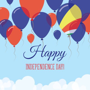 Seyşeller Bağımsızlık günü düz tebrik kartı lastik balonlar Seyşeller renkleri uçan