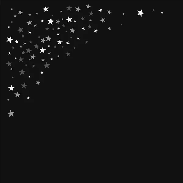 Estrellas que caen al azar Esquina superior izquierda con estrellas que caen al azar sobre fondo negro Notable — Vector de stock